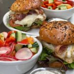 Two Chicken Burgers with salad